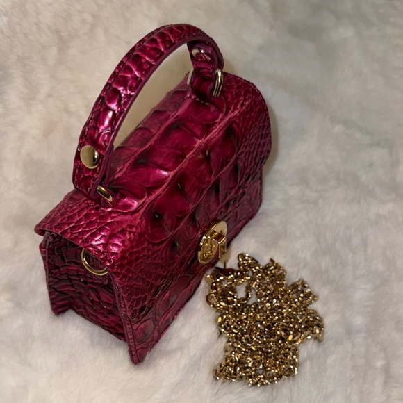 Authentic Brahmin Pomegranate mini Crocodile-Embossed Crossbody Bag - Picture 2 of 10